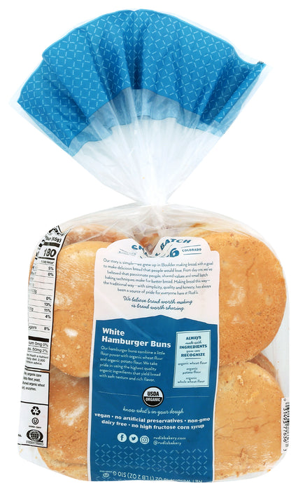 White Hamburger Buns, Org, 18 oz