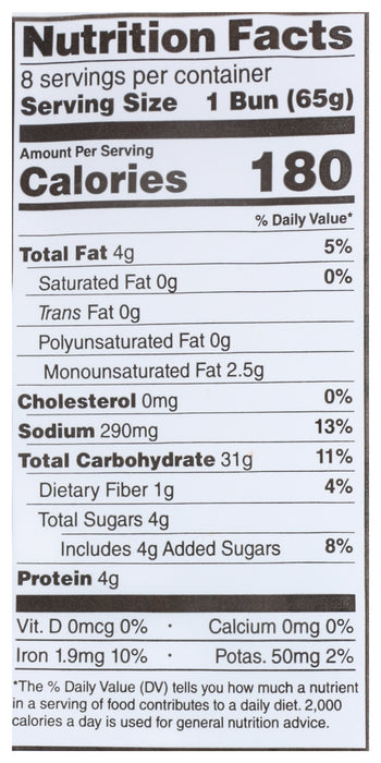 White Hamburger Buns, Org, 18 oz