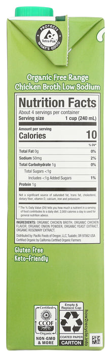 Free Range Chicken Broth - Low Sodium, Org, 32 fl oz