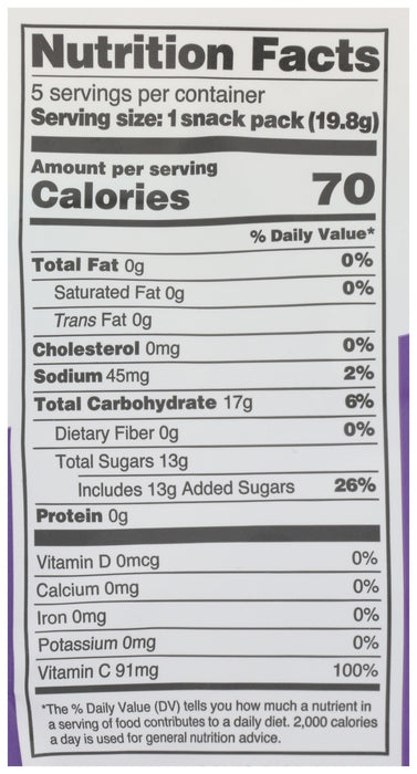 Fruit Snacks 5pk, Org, 3.5 oz