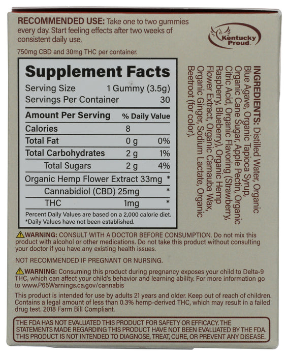 Full Spectrum Hemp Gummies 750mg, Berry, Org, 30 gummy