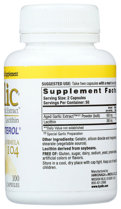 Garlic Extract, Aged, #104, Cholesterol, 100cap