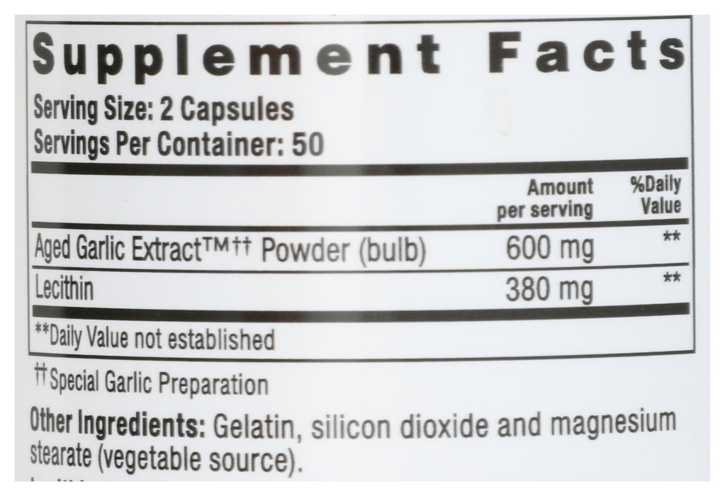 Garlic Extract, Aged, #104, Cholesterol, 100cap