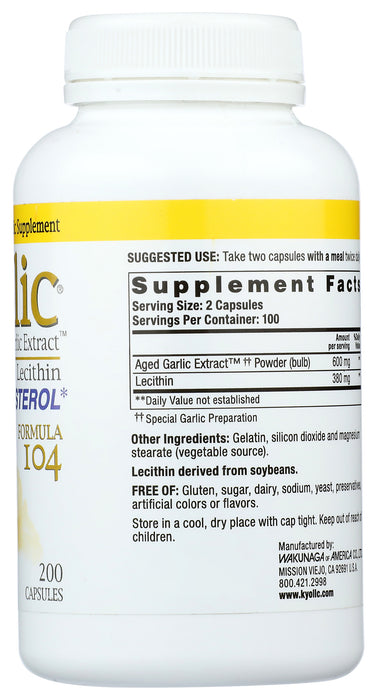 Garlic Extract, Aged, #104, Cholesterol, 200cap