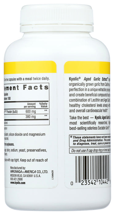 Garlic Extract, Aged, #104, Cholesterol, 200cap