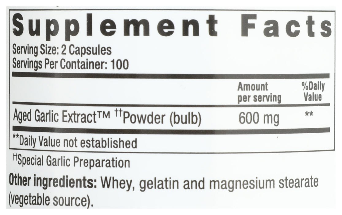 Garlic Extract, Aged, Orig, #100, 200cap