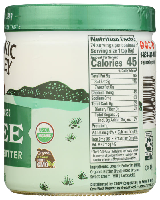 Ghee Clarified Butter, Org, 13 oz