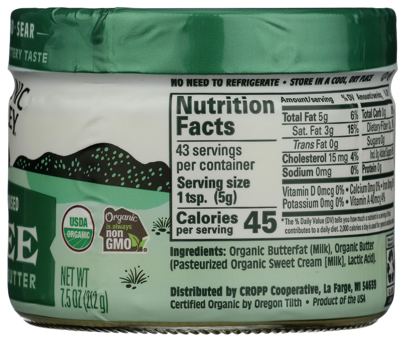 Ghee Clarified Butter, Org, 7.5 oz