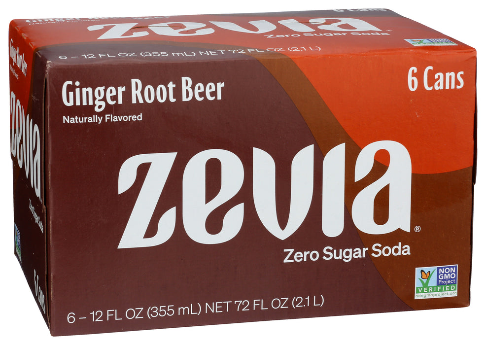 Ginger Root Beer, Zero Cal, 6/12 floz