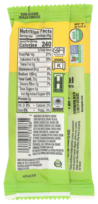 Graham Cracker Sandwiches, Sunflower Seed Butter, 1.59 oz