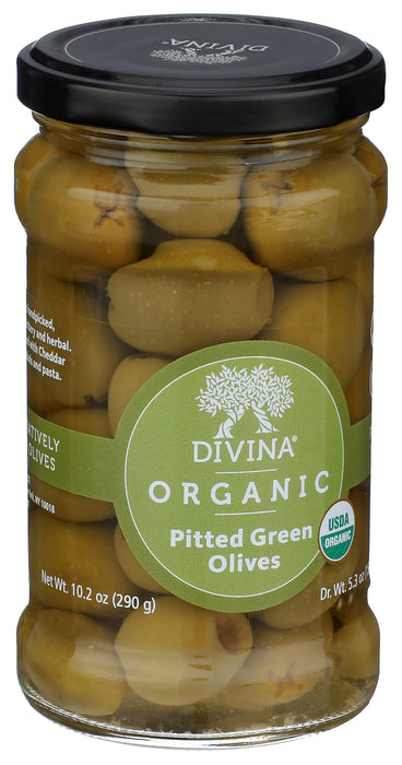 Green Olives Pitted, Org, 5.3 oz