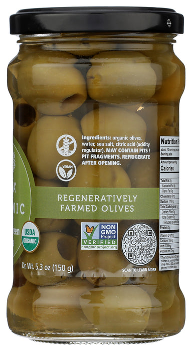 Green Olives Pitted, Org, 5.3 oz