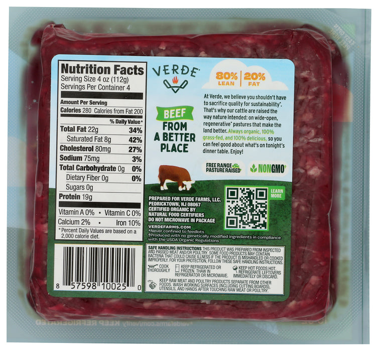 Ground Beef Grass-Fed, Org, 16 oz