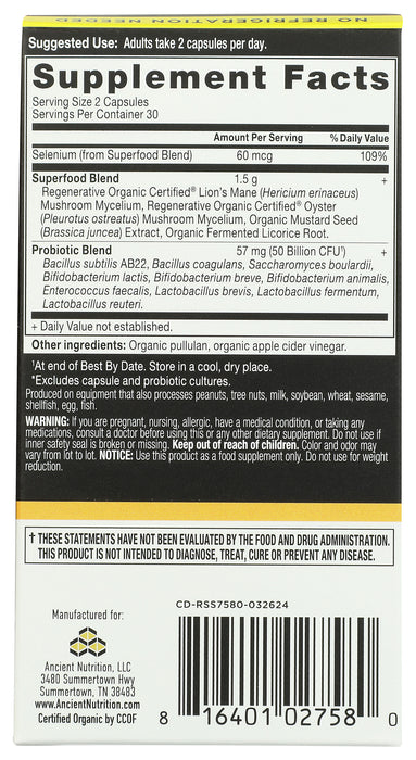 Gut Recovery Probiotics 50B SS, ROC Org, 60 cap