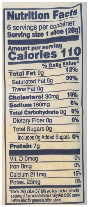 Havarti Cheese Slices, Org, 6 oz