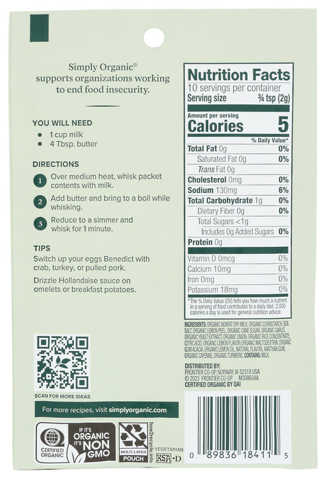 Hollandaise Sauce Mix, Org, 0.74 oz