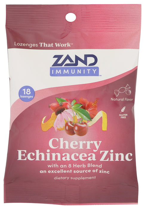 Immunity, Cherry Echinacea Zinc Lozenges, 18 loz