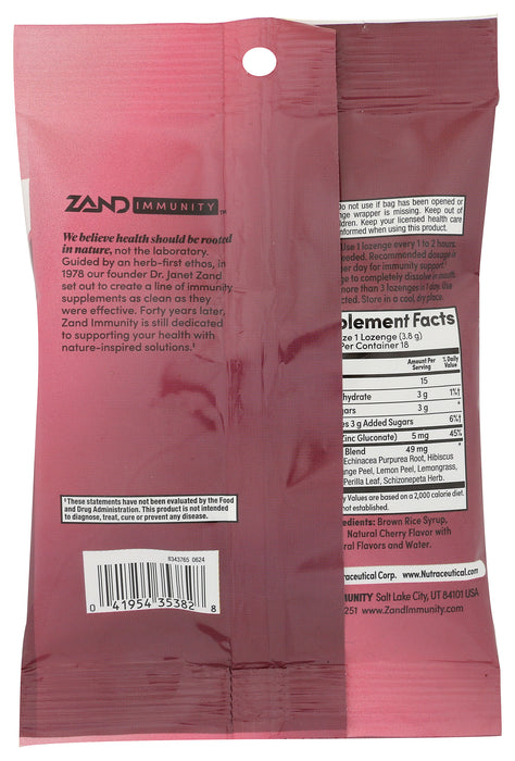 Immunity, Cherry Echinacea Zinc Lozenges, 18 loz