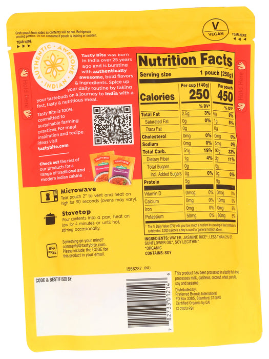 Jasmine Rice, Org, 8.8 oz