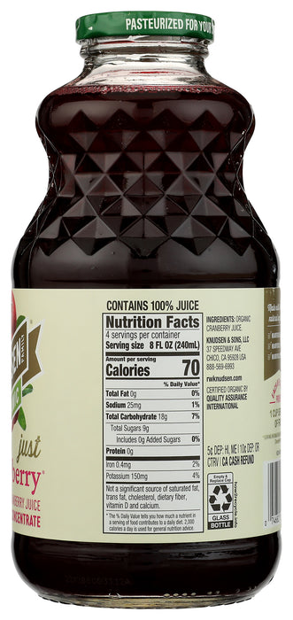 Just Cranberry Juice, Org, 32 fl oz