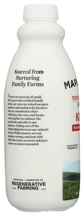 Kefir Grassfed Whole Milk, Plain, Org, 32 oz