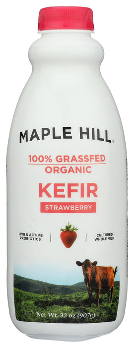 Keifer Grassfed Whole Milk, Strawberry, Org, 32 floz