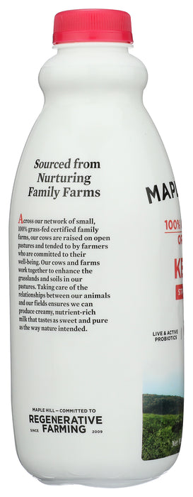 Keifer Grassfed Whole Milk, Strawberry, Org, 32 floz