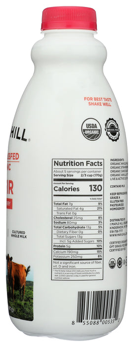 Keifer Grassfed Whole Milk, Strawberry, Org, 32 floz