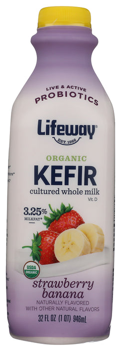 Keifer Whole Milk, Strawberry Banana, Org, 32 floz
