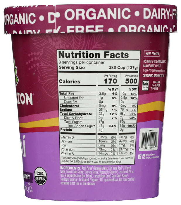 Original Acai Sorbet, Org, 1 pint