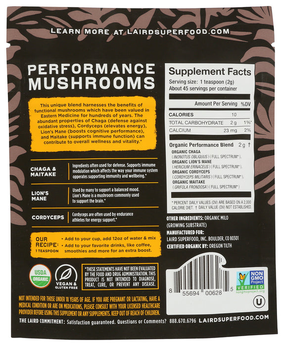 Performance Mushrooms, Org, 3.17 oz
