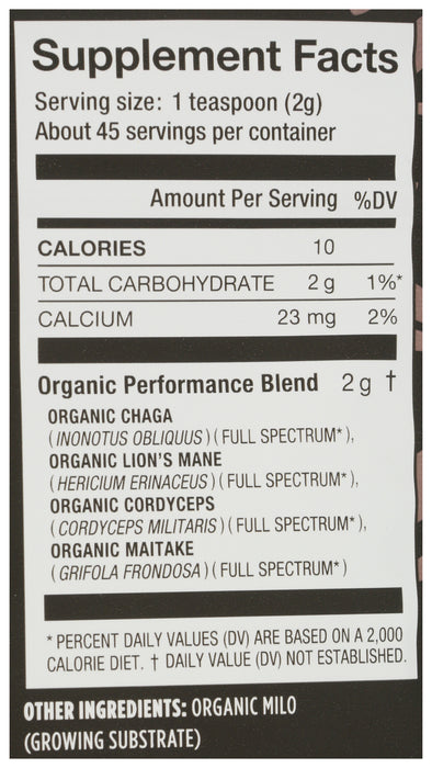 Performance Mushrooms, Org, 3.17 oz