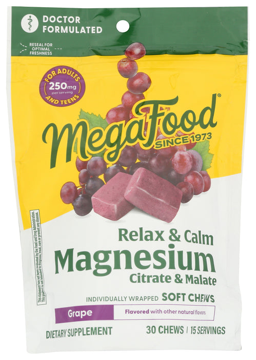 Relax & Calm Magnesium Soft Chews, Grape, 30 chew