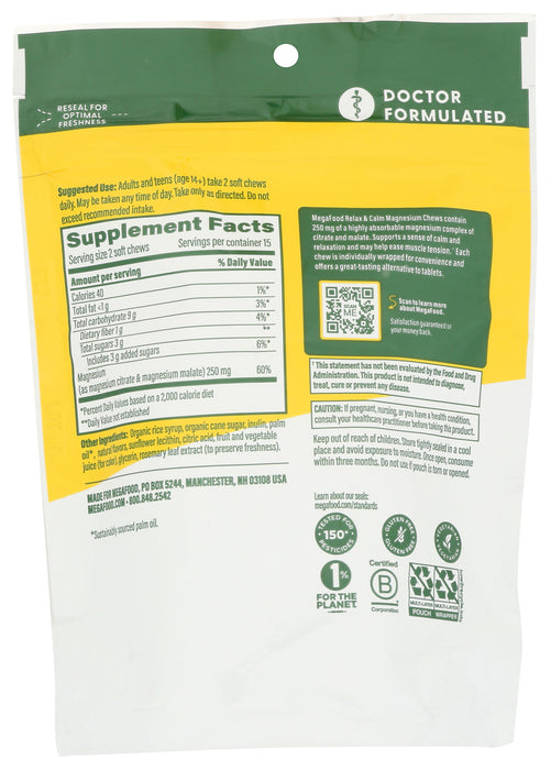 Relax & Calm Magnesium Soft Chews, Grape, 30 chew