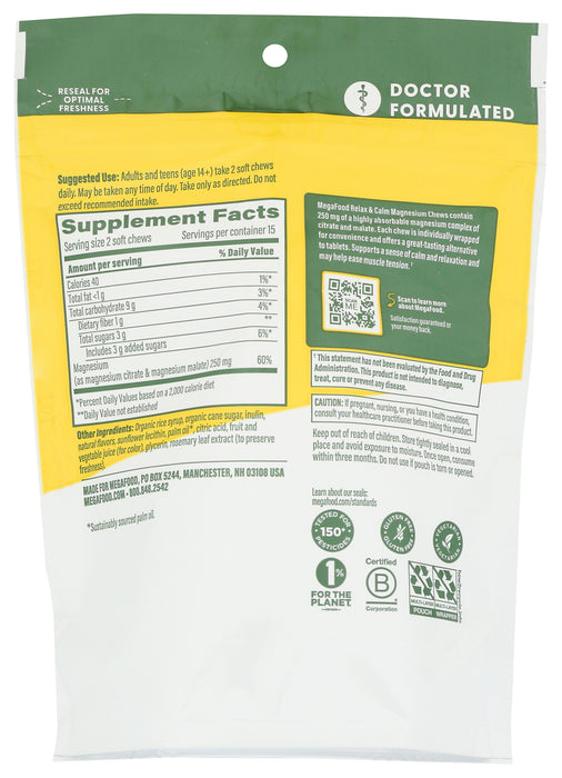 Relax & Calm Magnesium Soft Chews, Strawberry, 30 chew