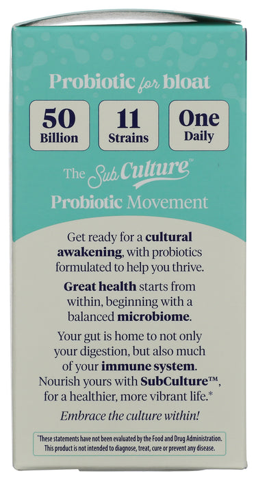 SubCulture Probiotic for Bloat 50B SS, 30 cap