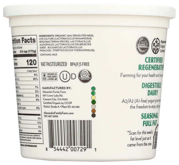 A2/A2 Plain Yogurt, Org, Grass Fed, 28 fl oz