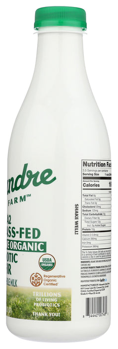 A2/A2 Whole Probiotic Kefir, Org, Grass Fed, 28 fl oz