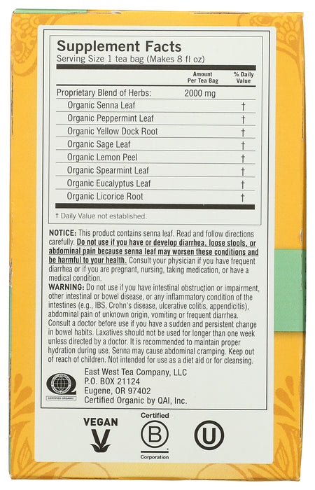 Constipation Support Tea, Org, 16 tbag