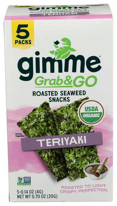 Grab & Go Roasted Seaweed Snacks, Teriyaki, Org, 5/0.14 oz
