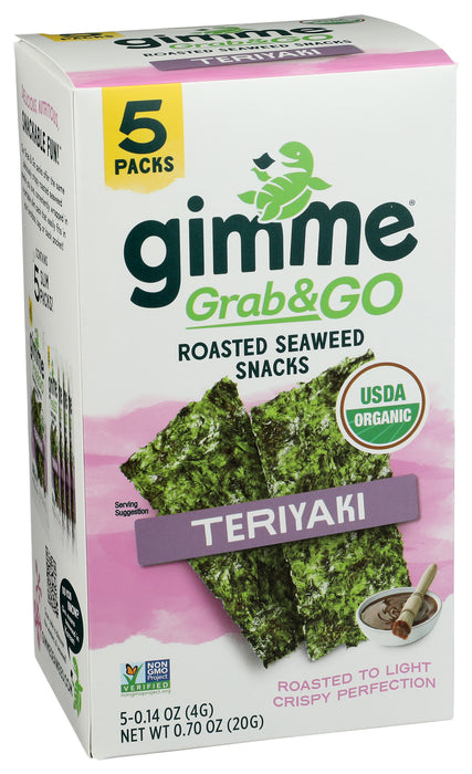 Grab & Go Roasted Seaweed Snacks, Teriyaki, Org, 5/0.14 oz
