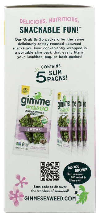 Grab & Go Roasted Seaweed Snacks, Teriyaki, Org, 5/0.14 oz