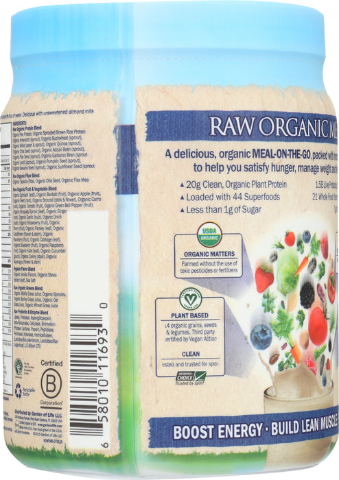 Raw Organic Meal, Vanilla, 484 g