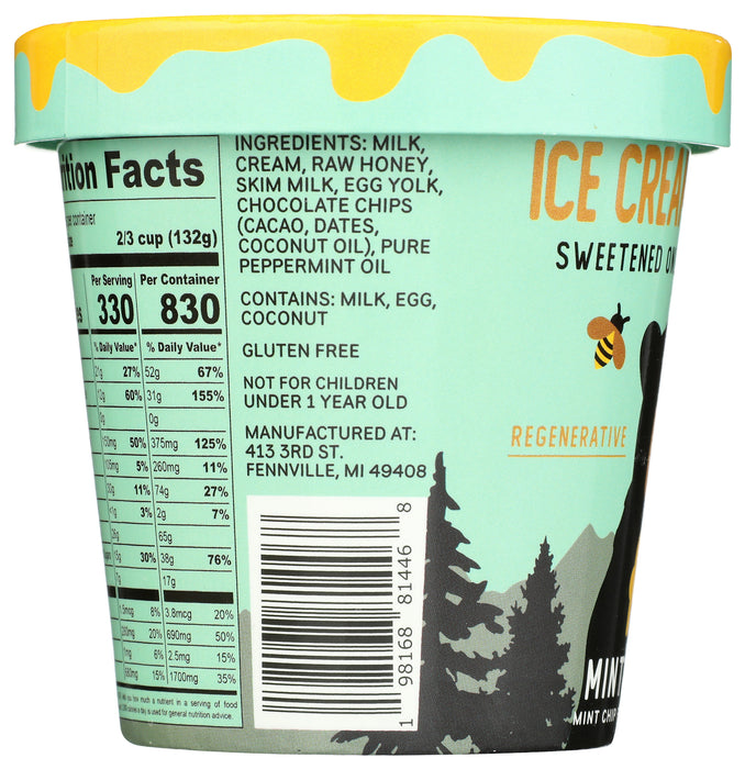 Ice Cream Sweetened with Honey, Mint Chip, 14 fl oz