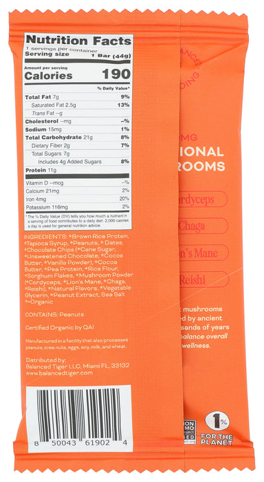 Peanut Butter Chocolate Bar w/ Functional Mushrooms, 1.55 oz