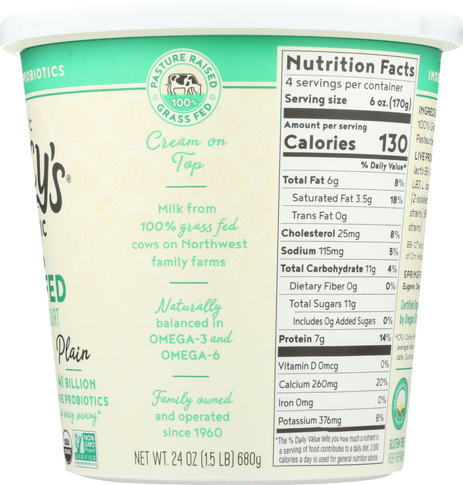 Plain Grass-Fed Yogurt, Org, 24 oz