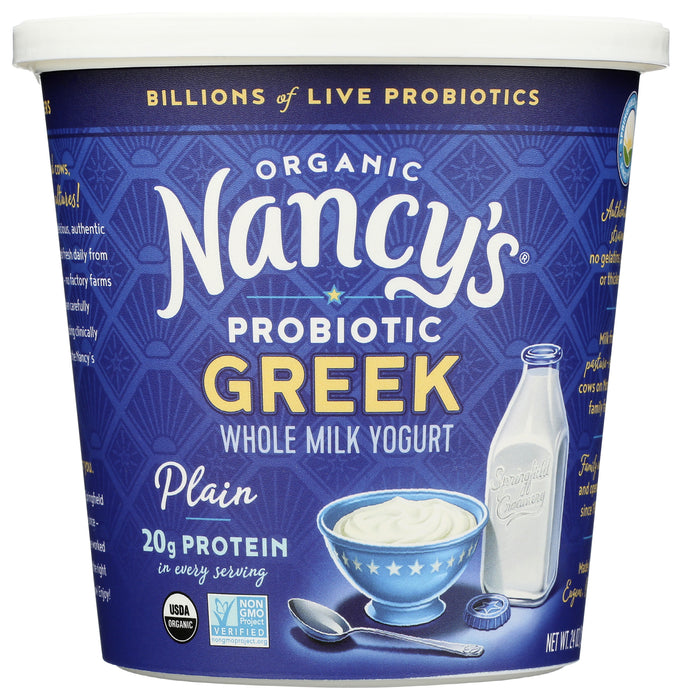 Plain Probiotic Greek Whole Milk Yogurt, Org, 24 oz