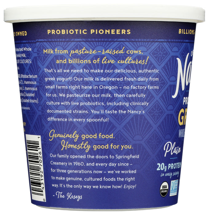 Plain Probiotic Greek Whole Milk Yogurt, Org, 24 oz