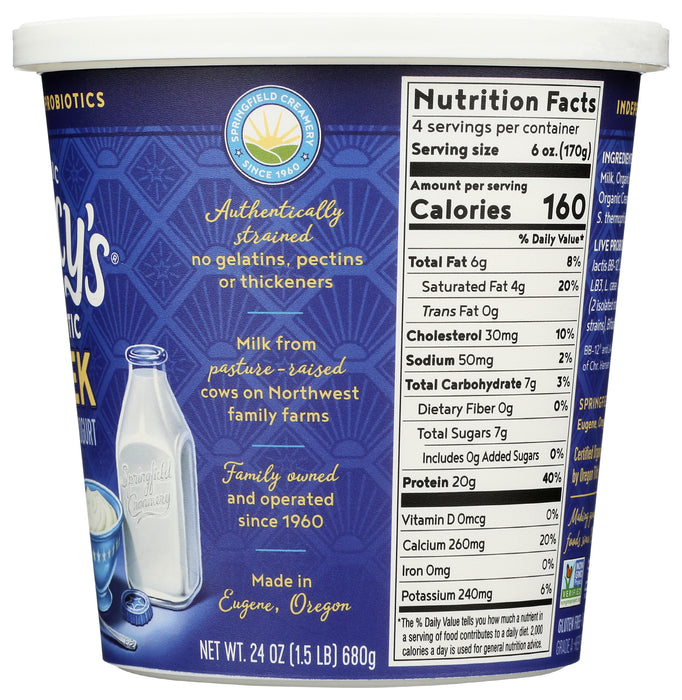 Plain Probiotic Greek Whole Milk Yogurt, Org, 24 oz