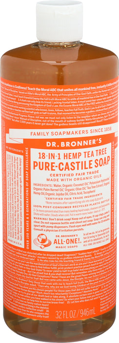 Pure Castile Liquid Soap, Hemp Tea Tree, 32 floz